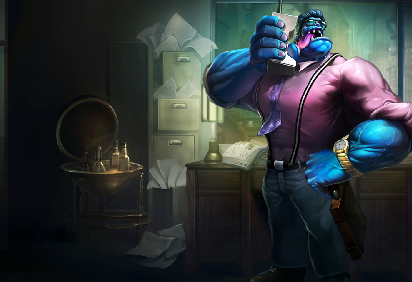 Corporate Dr. Mundo League of Legends splash art